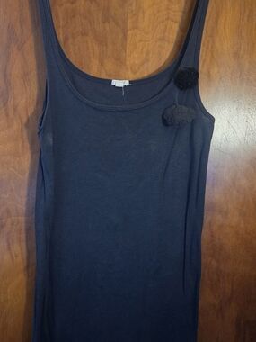 J. Crew Vintage Women’s Charcoal Gray Tank Top with Pom Detail